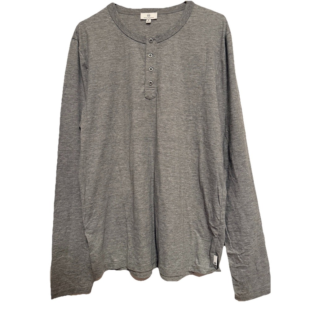 Men's NWT Adriano‎ Goldschmied Gray Long Sleeve Henley Shirt Medium